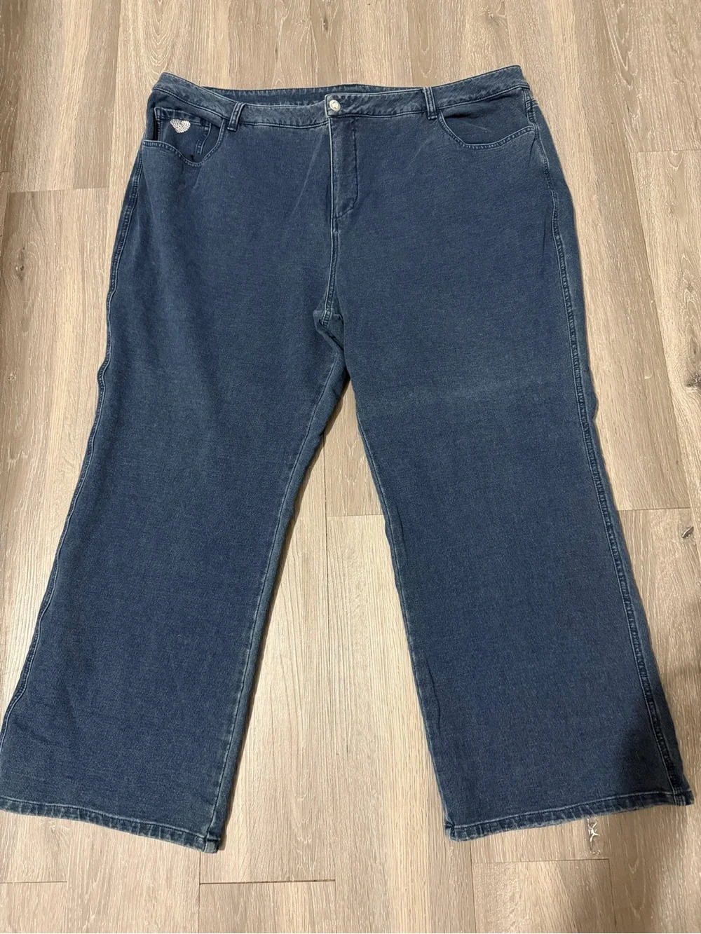 Quacker Factory Dark Blue Stretch Flare Wide Leg Jeans size 24W
